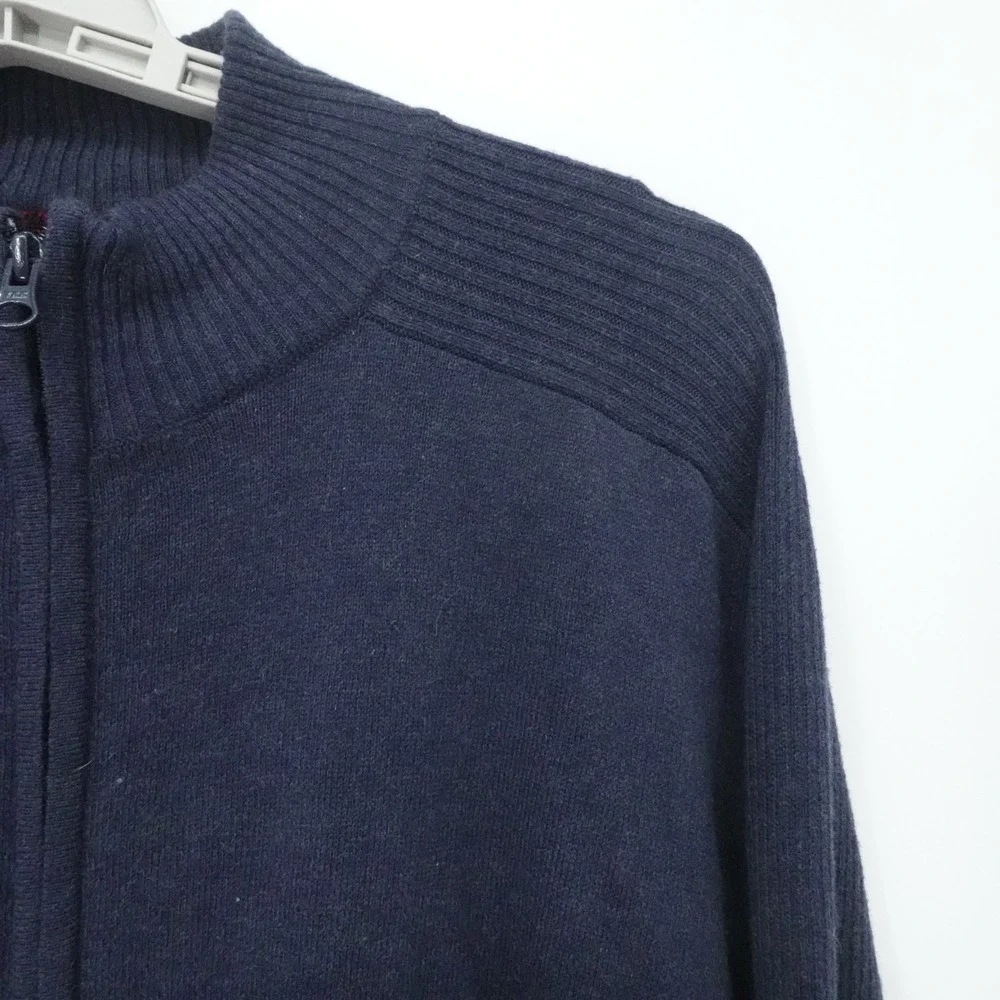 Woolrich Sweater Mens XL Navy Full Zip Cotton Blend Ribbed Outdoor Warm Heritage